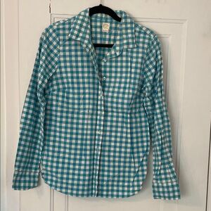 Blue and White Checkered Button-Up Shirt